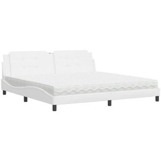 vidaXL Vidaxl - Cama Con Colch&oacute;n Cuero Sint&eacute;tico Blanco 200x200 Cm