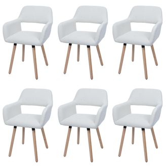 Hhg Hhg - Juego De 6 Silla De Comedor 878 Ii, Silla Silla De Cocina Silla Tapizada, Madera Tela/cord&oacute;n Textil (400g/m&sup2;) Mvg, Blanco Crema