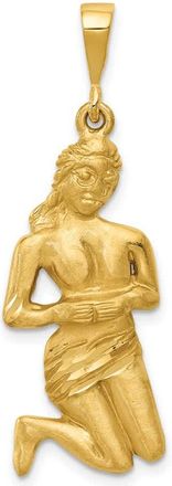 Diamond2Deal 14k Yellow Gold Satin Diamond-cut Virgo Zodiac Charm