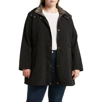 Gallery Water Resistant Rain Jacket in Black at Nordstrom, Size 1X