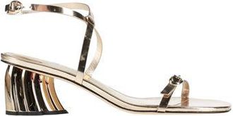 Farm Rio GOLD MONSTERA HEEL SCALOP SANDAL