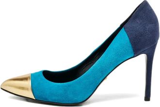 Gucci 95 mm su&egrave;de pumps met vlakken - Blauw