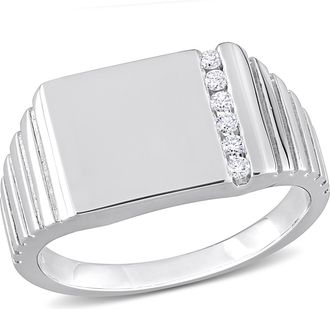 Mimi & Max 1/10ct TDW Diamond Mens Ring in Sterling Silver