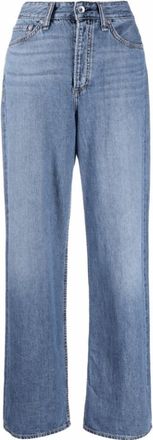 Rag & Bone Womens Logan Mid Tone Linen Jeans, Sky Blue