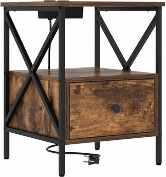 vidaXL Vidaxl - Armario De Noche Con Caj&oacute;n Roble Ahumado 41.5 X 40.5 X 55 Cm