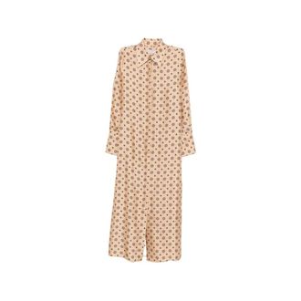 Alberto Biani Shirt Dresses, female, Beige, Size: XS Silk Chemisier Dress