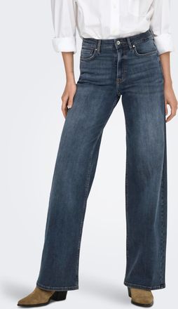 Only High-waist-Jeans ONLY ONLMADISON ICON HW WIDE DNM CRO300 NOOS, Damen, Gr. L (40), L&auml;nge 32, blau schwarz denim, Denim/Jeans, Obermaterial: 92% Baumwol