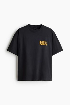 H&M Oversized Fit T-shirt in Black/iron Maiden at Nordstrom, Size X-Large