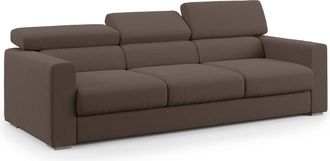 Divani.Store Dylan Sof&aacute; De 3 Plazas Con Pouf Extra&iacute;ble En Tejido Efecto Algod&oacute;n Impermeable 240 Cm Marr&oacute;n