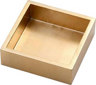 Caspari Leaf Lacquer Cocktail Napkin Holder In Gold