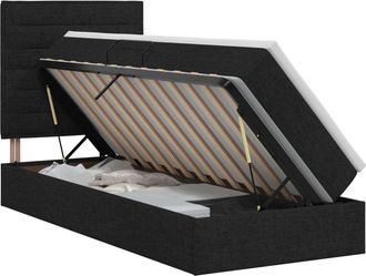 vidaXL Cama Con Almacenamiento Y Colch&oacute;n Negro 90 X 190 Cm Tela Vidaxl