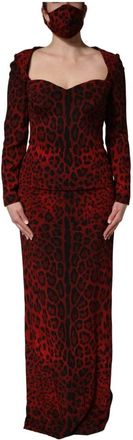 Dolce & Gabbana Jurk met luipaardprint - Dames - Avondkleed - Rood - M - Leer - Kleedjes