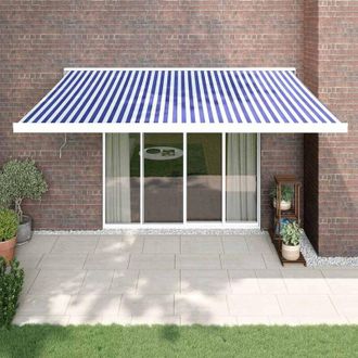 vidaXL Toldo Retr&aacute;ctil Aluminio Y Tela Azul Y Blanco 4x3 M Vidaxl