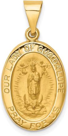 Diamond2Deal 14k Yellow Gold Polished and Satin Our Lady Guadalupe Medal Hollow Pendant