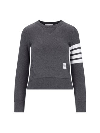 Thom Browne Crewneck Sweatshirt With Iconic Stripes And Tricolor Tab