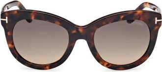 Tom Ford Odette 53mm Butterfly Sunglasses in Dark Havana/gradient Brown at Nordstrom