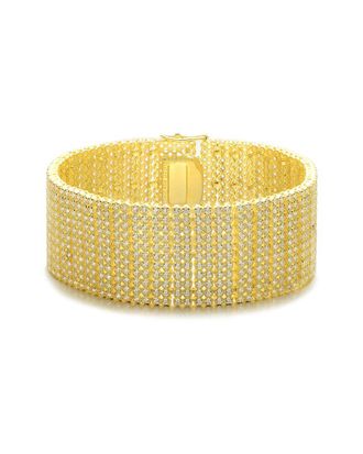 Genevive 14K Over Silver Cz Cuff Bracelet