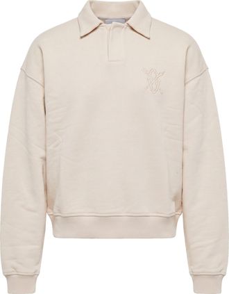 Daily Paper Clothing Moonbeam Beige Polo Collar Fleece Sweatshirt