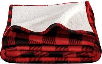 Bare Home Reversible Plush Fleece Blanket in Buffalo Plaid - Red/black at Nordstrom, Size Twin