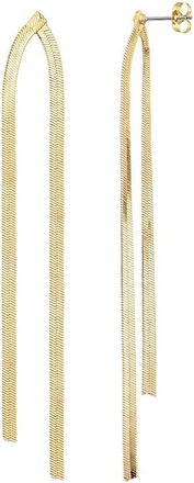 Adornia Adornia 14K Plated Herringbone Drop Earrings