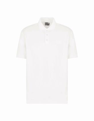 Emporio Armani Mens Lux Cotton Ink White Polo Shirt - Size: 40
