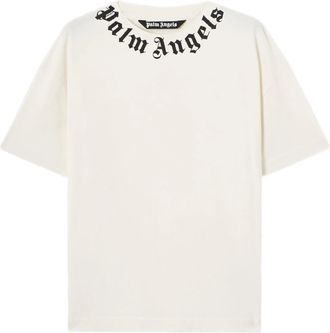 Palm Angels Black Neck Logo Regular Cotton T-Shirt