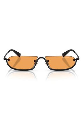 A|X Armani Exchange 58mm Irregular Semi Rimless Sunglasses in Matte Black /Orange at Nordstrom