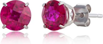 MAX + STONE 10k Yellow or White Gold 6mm Round Checkerboard Cut Gemstone Stud Earrings