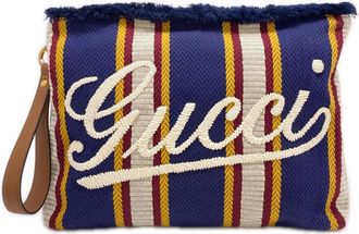 Gucci Multi-Color Navy Canvas Clutch Bag Pouch (Pre-Owned)