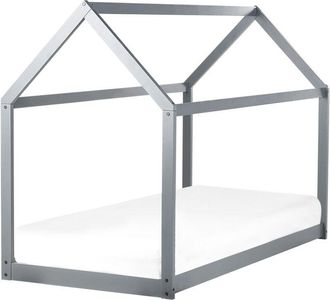 Beliani Letto a casetta per bambini in legno di pino ue misura singola 90 x 200 cm con telaio a doghe Grigio Tosse