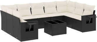 vidaXL Vidaxl - Set De Sof&aacute;s De Jard&iacute;n 10 Pzas Cojines Rat&aacute;n Sint&eacute;tico Negro