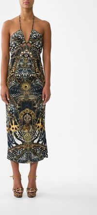 Camilla Cut Out Sleeveless Jersey Halter Neck Dress in Feline Folklore at Nordstrom, Size Xx-Small Au