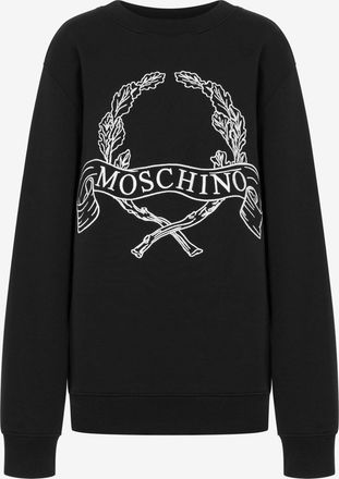 Moschino Felpa in cotone organico Laurel Crown Logo - Nero