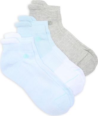 Zella 3-Pack Sport Back Tab Socks in Light Blue Multi at Nordstrom Rack