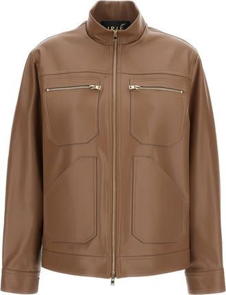 Iri&eacute; Brown High Collar Leather-Like Jacket