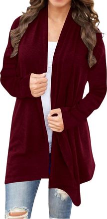Generic Womens Lightweight Cardigan Sweater Knit Loose Long Sleeve Sweater Casual Soft Drape Open Front Fall Dusters 2025 Solid Color Long Longline Cardigan W