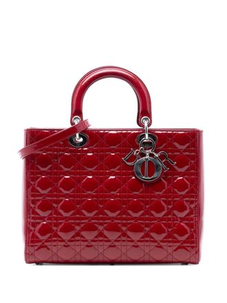 Dior 2012 Large Patent Cannage Lady Dior satchel - Red