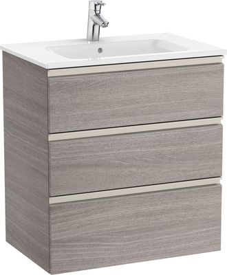 Roca Roca - Pack Unik Mueble Base De 3 Cajones + Lavabo Central The Gap Color: Roble City Texturizado - Medidas: 705x460x763 Mm