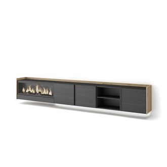 Skraut Home Skraut Home - Mueble Tv, Televisi&oacute;n, Muebles De Sal&oacute;n, Almacenaje, 315x35x50cm, Para Tv Hasta 80, Chimenea El&eacute;ctrica Xxl, Colgado, Suspendido, Led, Es