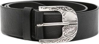 Orciani Accessoires, Dames, Zwart, 90 CM, Wol, Baroque Lagoon Leren Riem