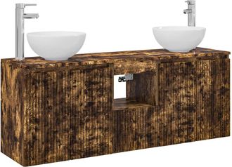 vidaXL Juego De Muebles De Ba&ntilde;o 3 Uds. Roble Ahumado 49,5 X 35 X 63 Cm Vidaxl