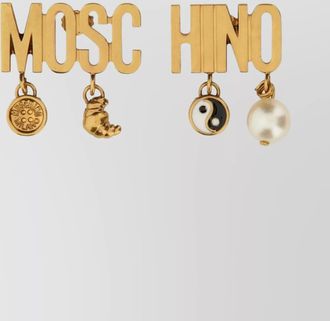 Moschino symbol pearl charm earrings