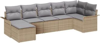 vidaXL Vidaxl - Conjunto De Sof&aacute; De Jard&iacute;n Con Coj&iacute;n 7 Pcs Beige Polirat&aacute;n