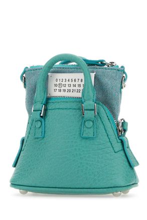 Maison Margiela Womens Sea Green Leather And Fabric 5ac Classique Baby Handbag Vertdeau Borse A Mano