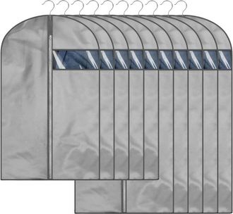 OEM Paquete De 10 Fundas Protectoras Antipolvo Para Ropa Con Cremallera Para Chaqueta Y Abrigo, Color Gris