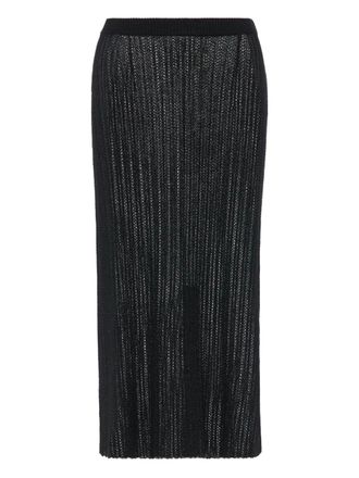 Maison Margiela slit midi skirt - women - Polyester/Viscose - L - Black