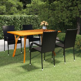 vidaXL Furniture Limited - Juego De Comedor Para Jard&iacute;n 5 Piezas Negro