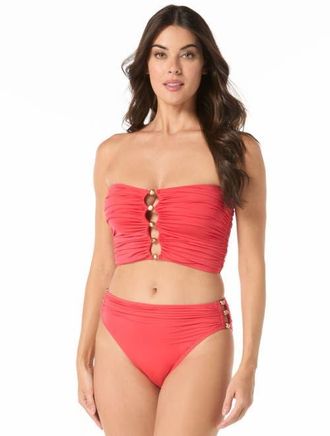 Carmen Marc Valvo Beaded Bandeau Draped Top in Grenadine at Nordstrom, Size X-Small