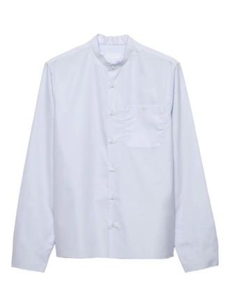 Prada mandarin-collar patch pocket shirt - men - Cotton - 41 - Blue