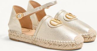 Valentino Garavani Ballerina Vlogo Signature In Vitello Granato Laminato 25Mm Donna PLATINO 35